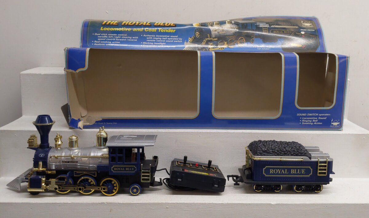 New Bright 2170 G The Royal Blue Battery Operated Locomotive & Tender LN/Box