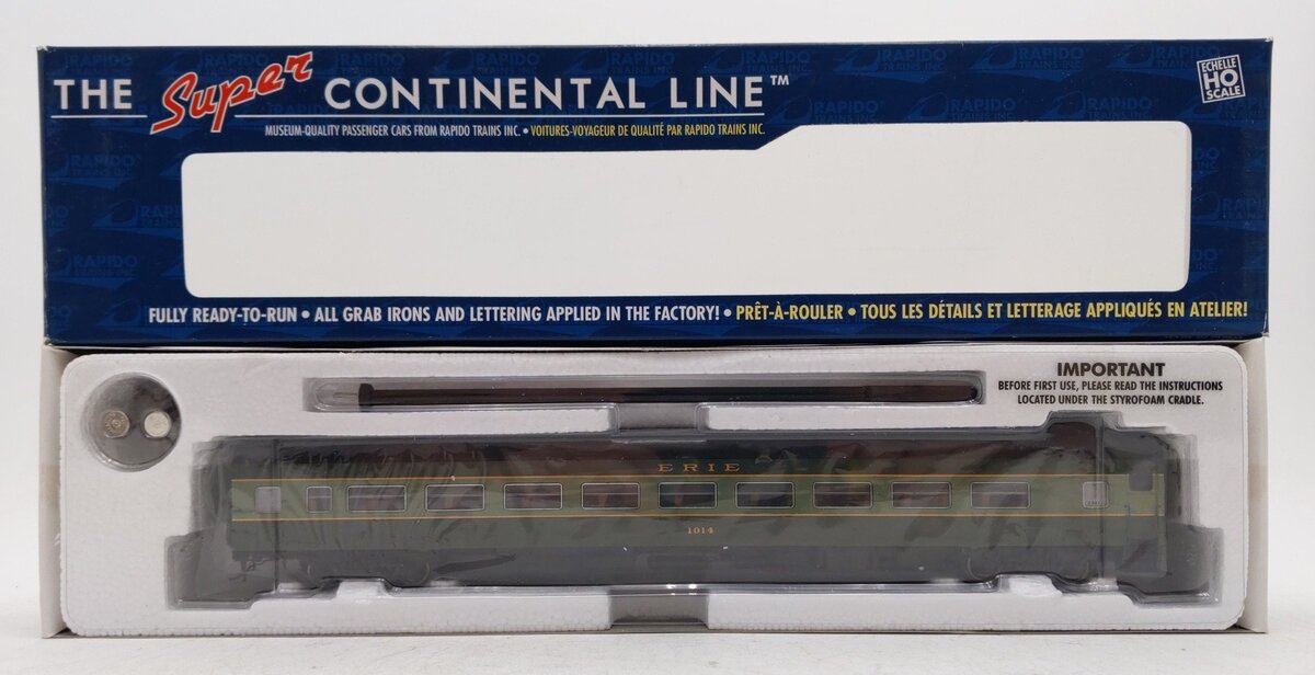 Rapido Trains 100184 HO Scale Erie Railroad Lightweight Coach Car #1014 NIB
