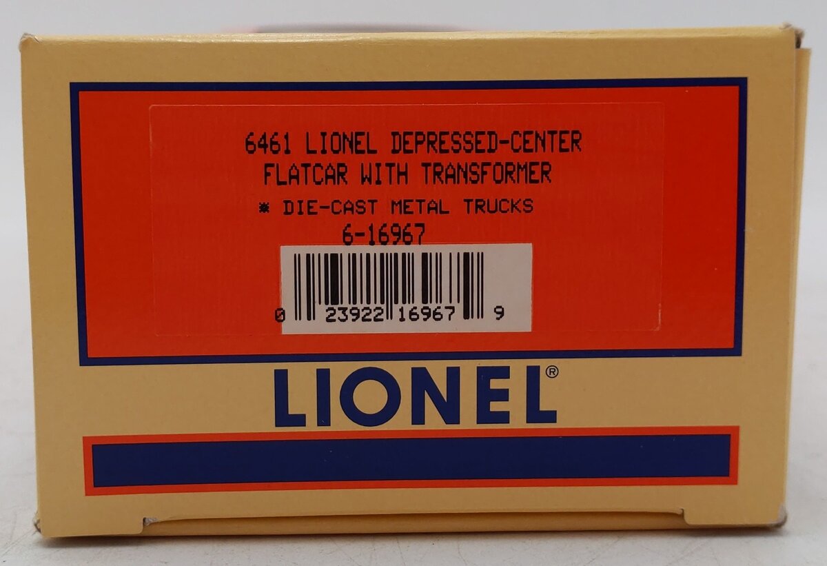 Lionel 6-16967 O Gauge Lionel Depressed-Center Flatcar with Transformer #6461 LN/Box