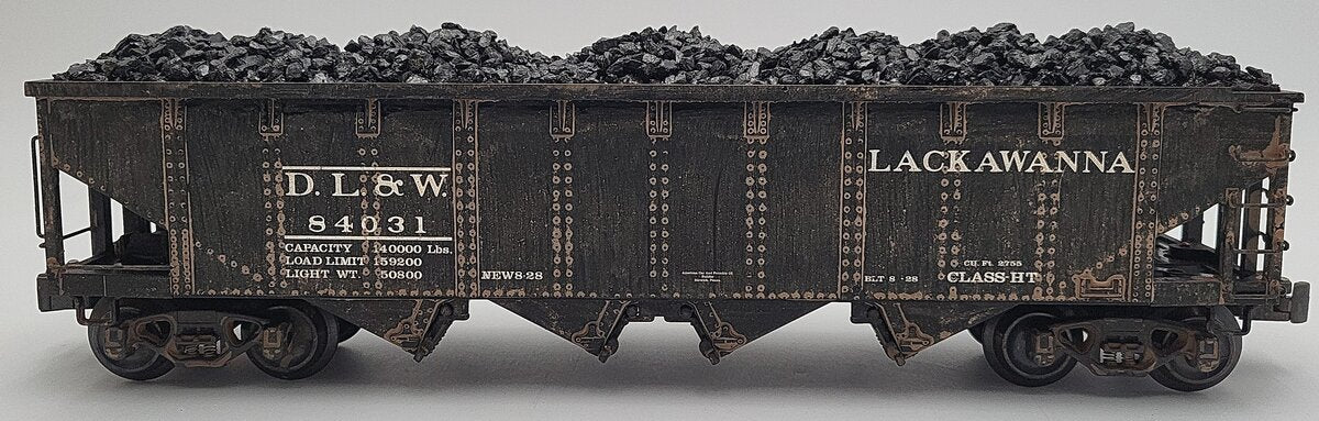 K-Line K623-1472 O Scale Custom Weathered D&LW 4-Bay Hopper w/ Load #84031/Box