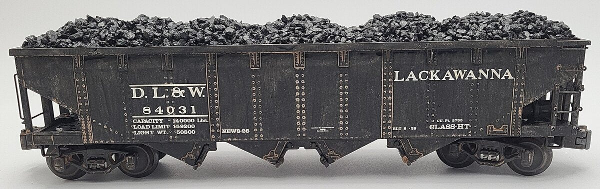 K-Line K623-1472 O Scale Custom Weathered D&LW 4-Bay Hopper w/ Load #84031/Box