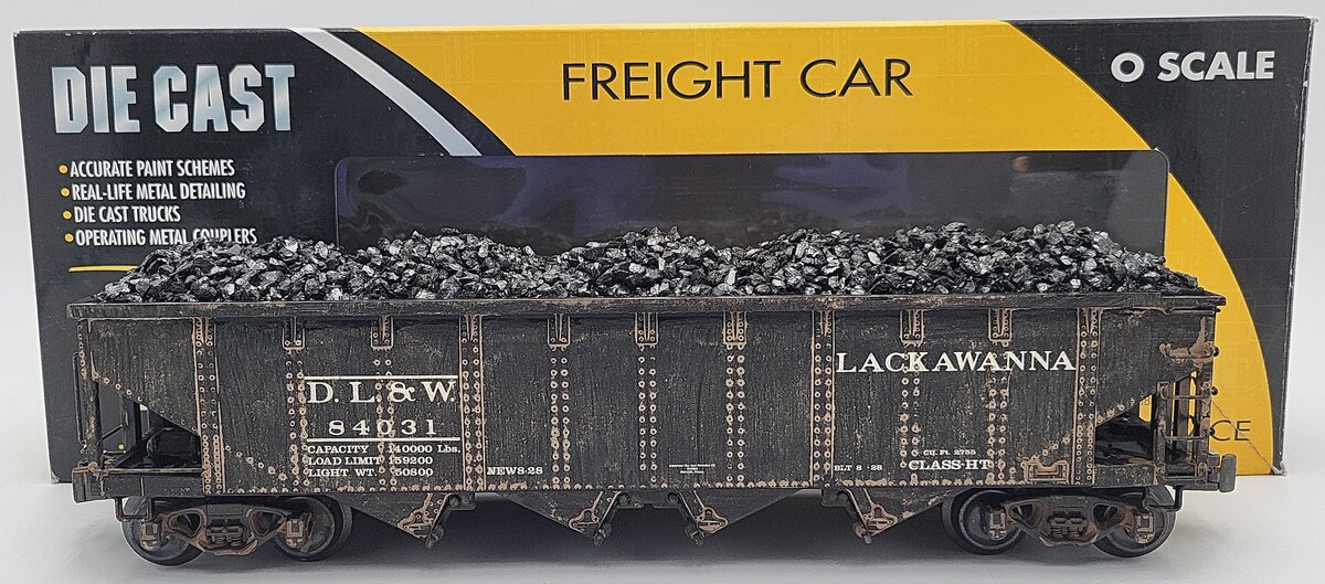 K-Line K623-1472 O Scale Custom Weathered D&LW 4-Bay Hopper w/ Load #84031/Box