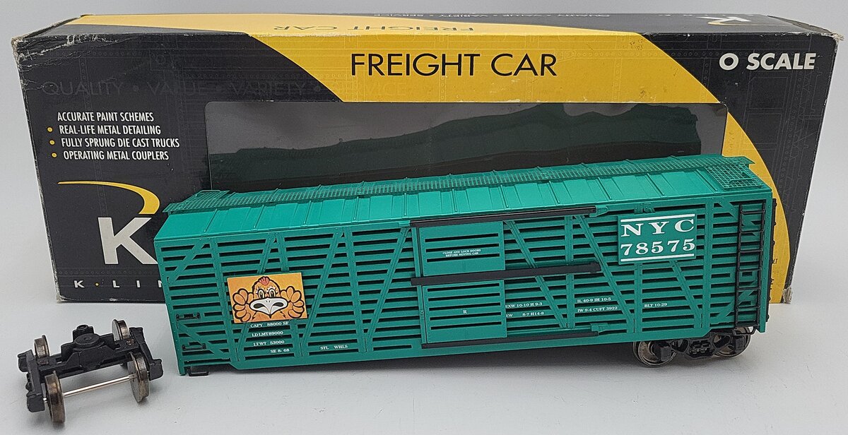 K-Line K763-1752 O Scale New York Central Double Deck Poultry Car #78575 2-Rail EX/Box