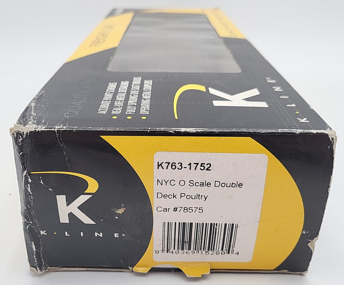 K-Line K763-1752 O Scale New York Central Double Deck Poultry Car #78575 2-Rail EX/Box