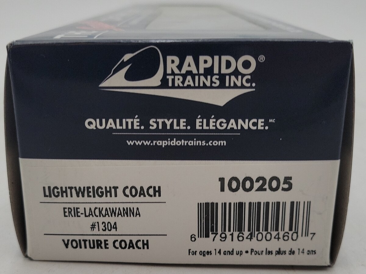 Rapido Trains 100205 HO Scale Erie Lackawanna Coach Passenger Car #1304 MT/Box
