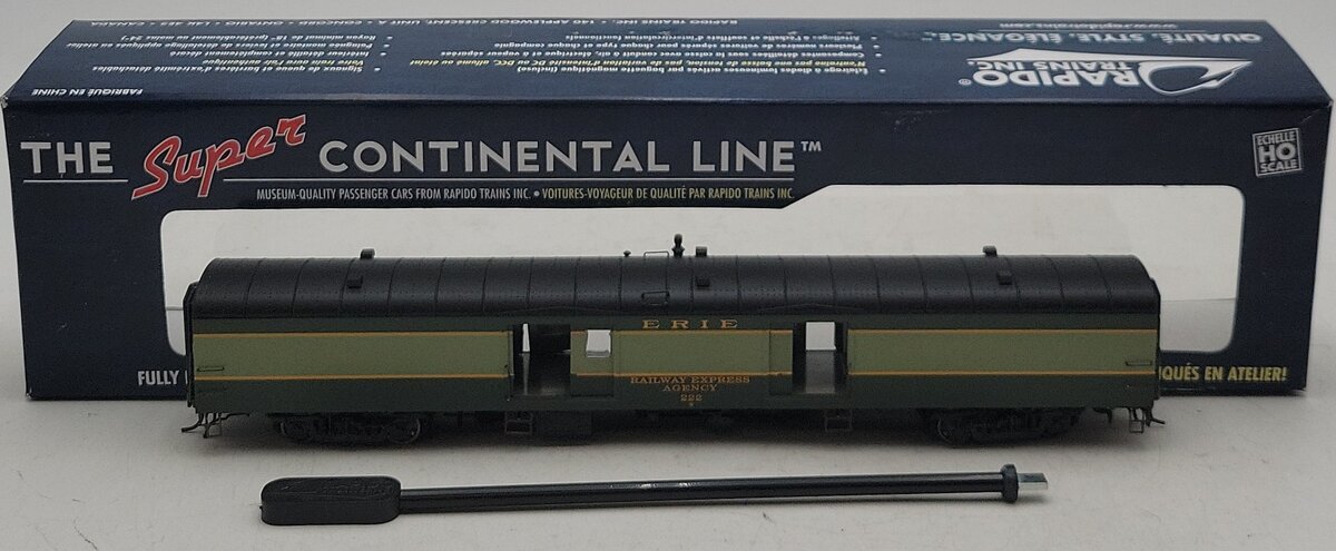 Rapido Trains 106036 HO Erie 73' 6" Smooth Side Baggage-Express Car #222 NIB