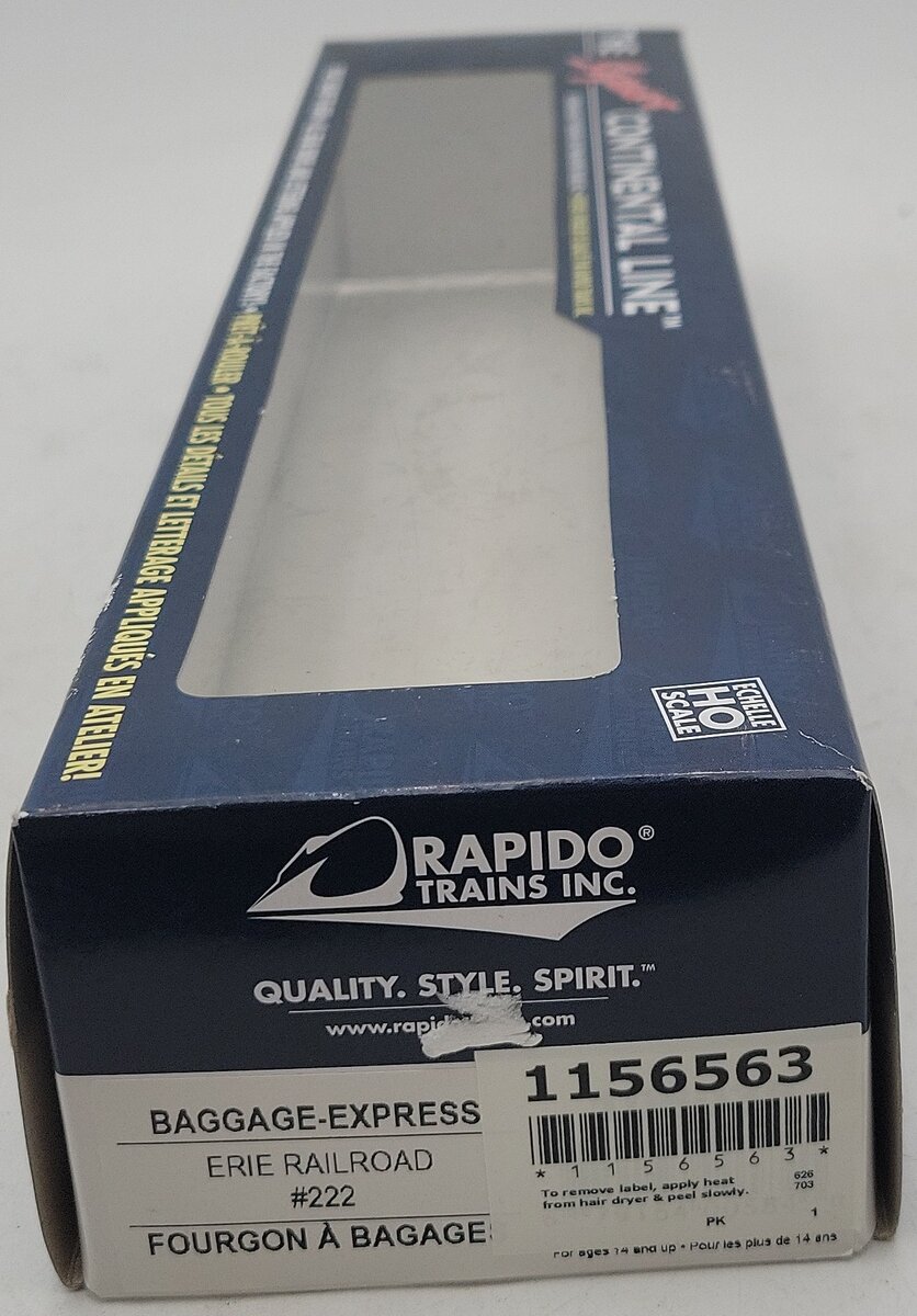Rapido Trains 106036 HO Erie 73' 6" Smooth Side Baggage-Express Car #222 NIB