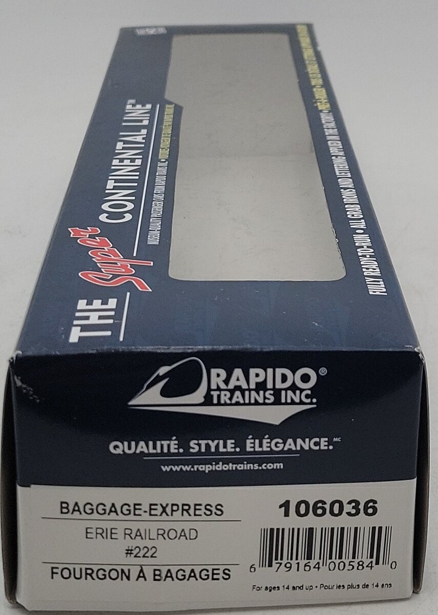 Rapido Trains 106036 HO Erie 73' 6" Smooth Side Baggage-Express Car #222 NIB