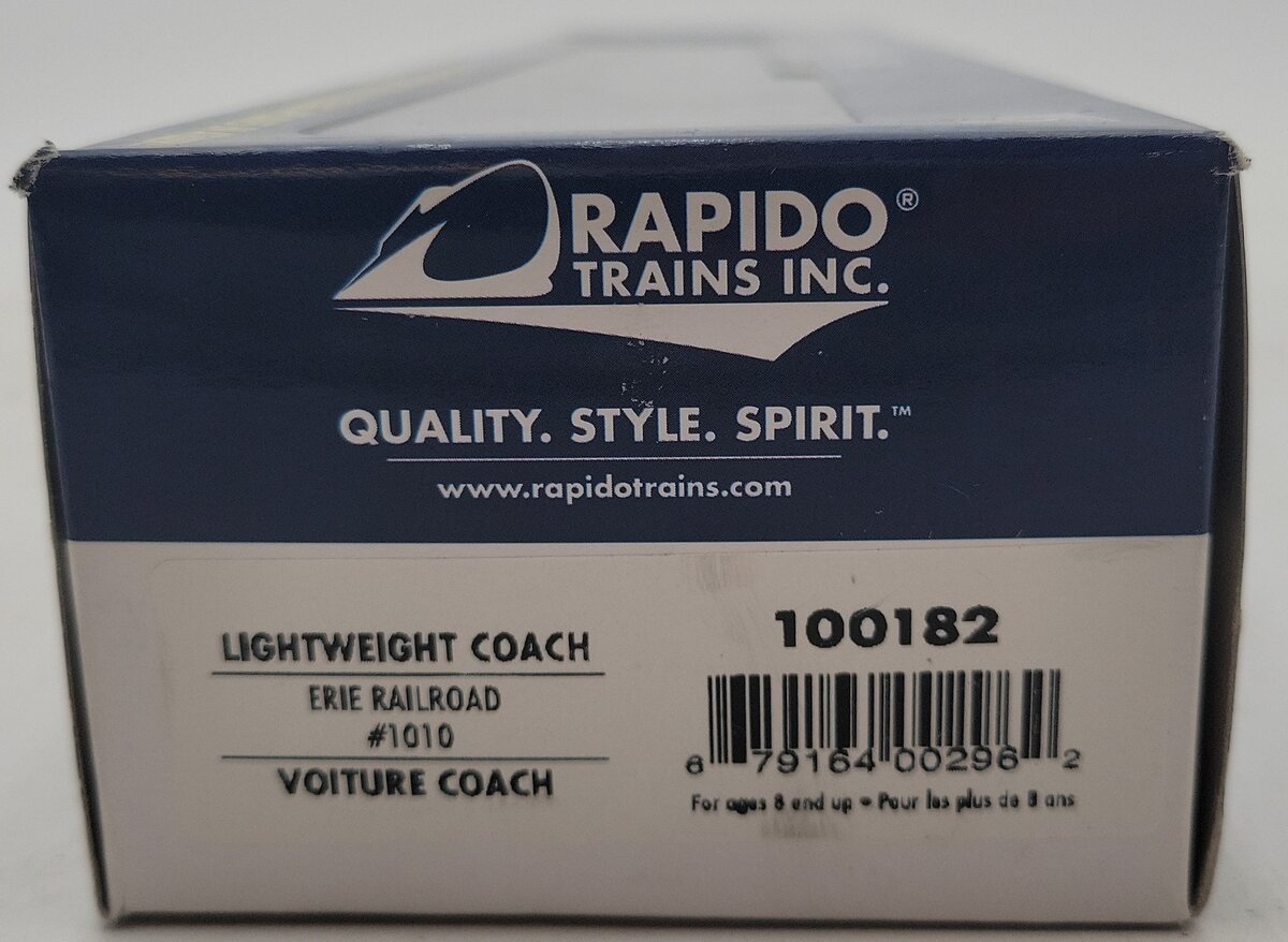 Rapido Trains 100182  HO Erie LightWeight Coach Passenger Car #1010 MT/Box