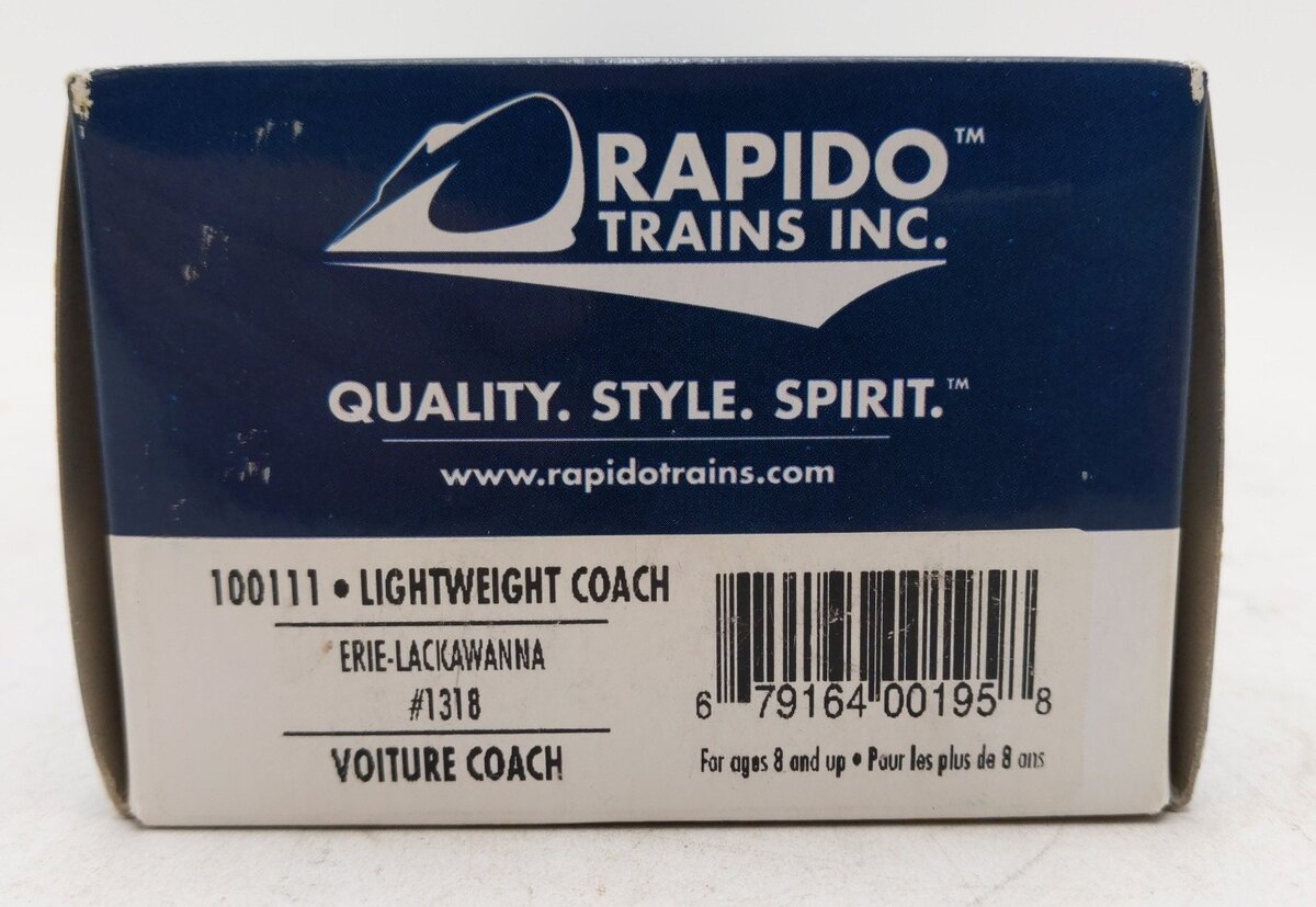 Rapido Trains 100111 HO Erie Lackawanna Lightweight Coach Passenger Car #1318 NIB