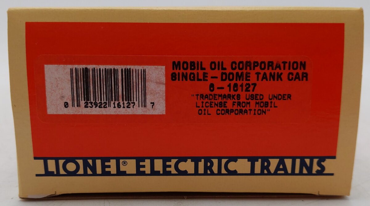 Lionel 6-16127 O Gauge Mobil Oil Corporation Single-Dome Tank Car EX/Box