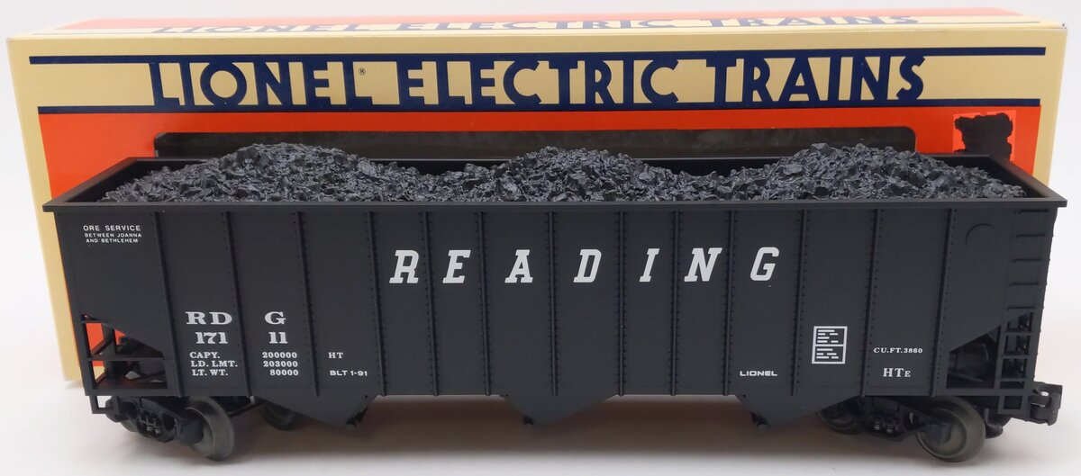 Lionel 6-17111 O Gauge Reading 3-Bay Hopper with Coal Load LN/Box