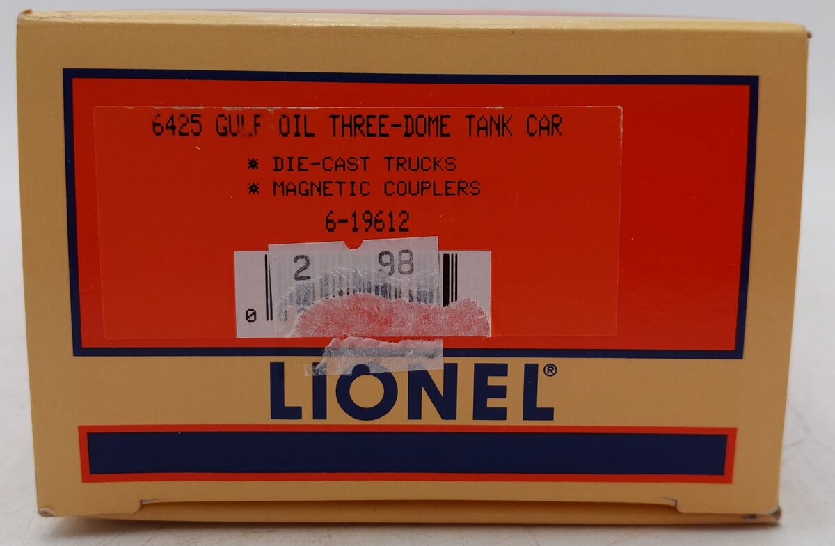 Lionel 6-19612 O Gauge Gulf Triple Dome Tank Car #6425 EX/Box