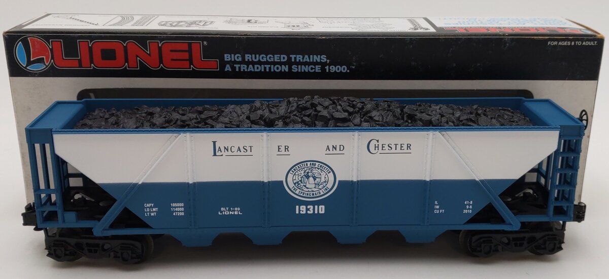 Lionel 6-19310 O Gauge Lancaster and Chester 4-Bay Hopper w/Coal Load LN/Box
