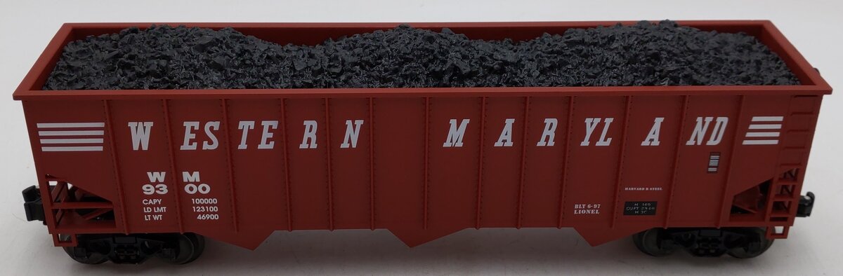 Lionel 6-17129 O Gauge Western Maryland 3-Bay Hopper Car w/Coal Load #9300 EX/Box