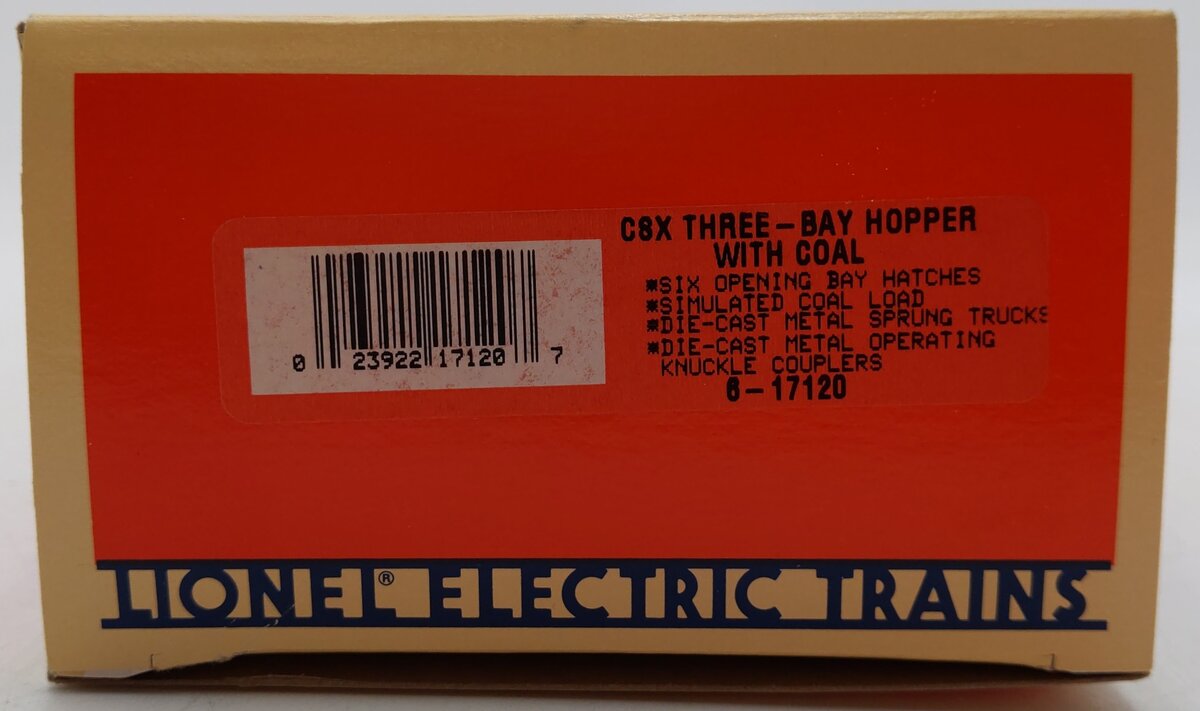 Lionel 6-17120 O Gauge CSX 3-Bay Hopper with Coal Load EX/Box