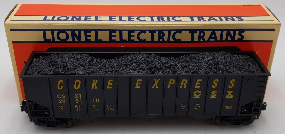 Lionel 6-17120 O Gauge CSX 3-Bay Hopper with Coal Load EX/Box