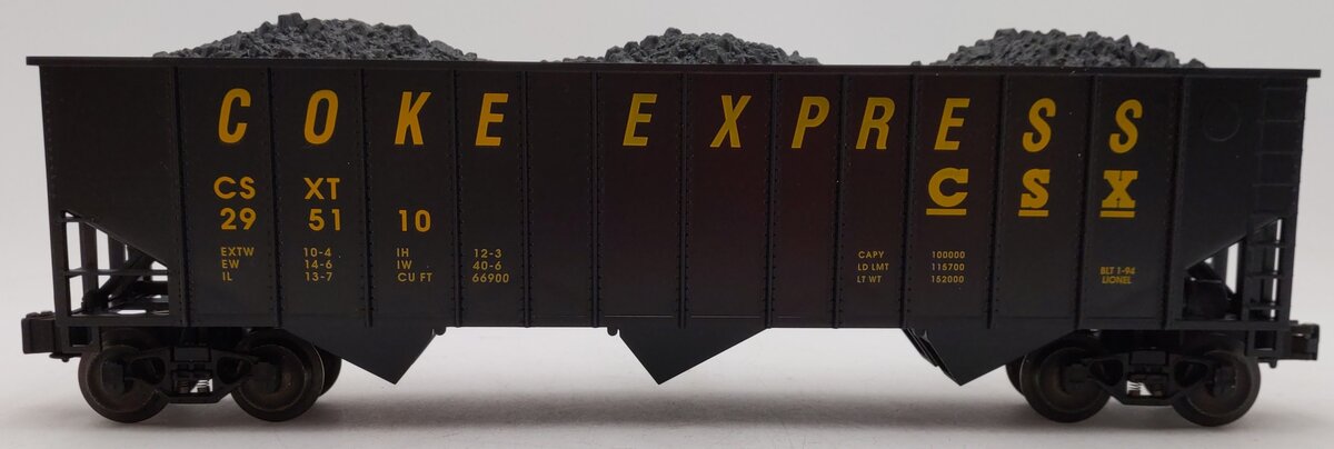 Lionel 6-17120 O Gauge CSX 3-Bay Hopper with Coal Load EX/Box