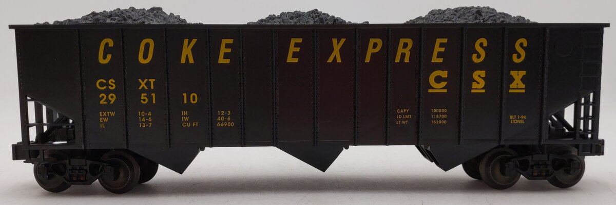 Lionel 6-17120 O Gauge CSX 3-Bay Hopper with Coal Load EX/Box