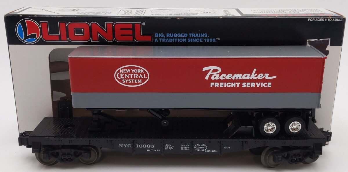 Lionel 6-16335 O New York Central Flatcar w/Trailer EX/Box