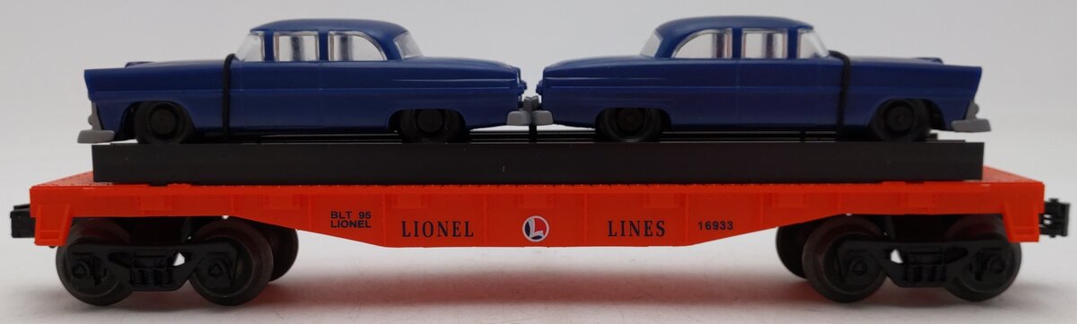 Lionel 6-16933 O Gauge Lionel Lines Flatcar with 2 Blue Automobiles EX/Box