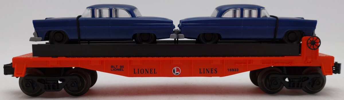 Lionel 6-16933 O Gauge Lionel Lines Flatcar with 2 Blue Automobiles EX/Box