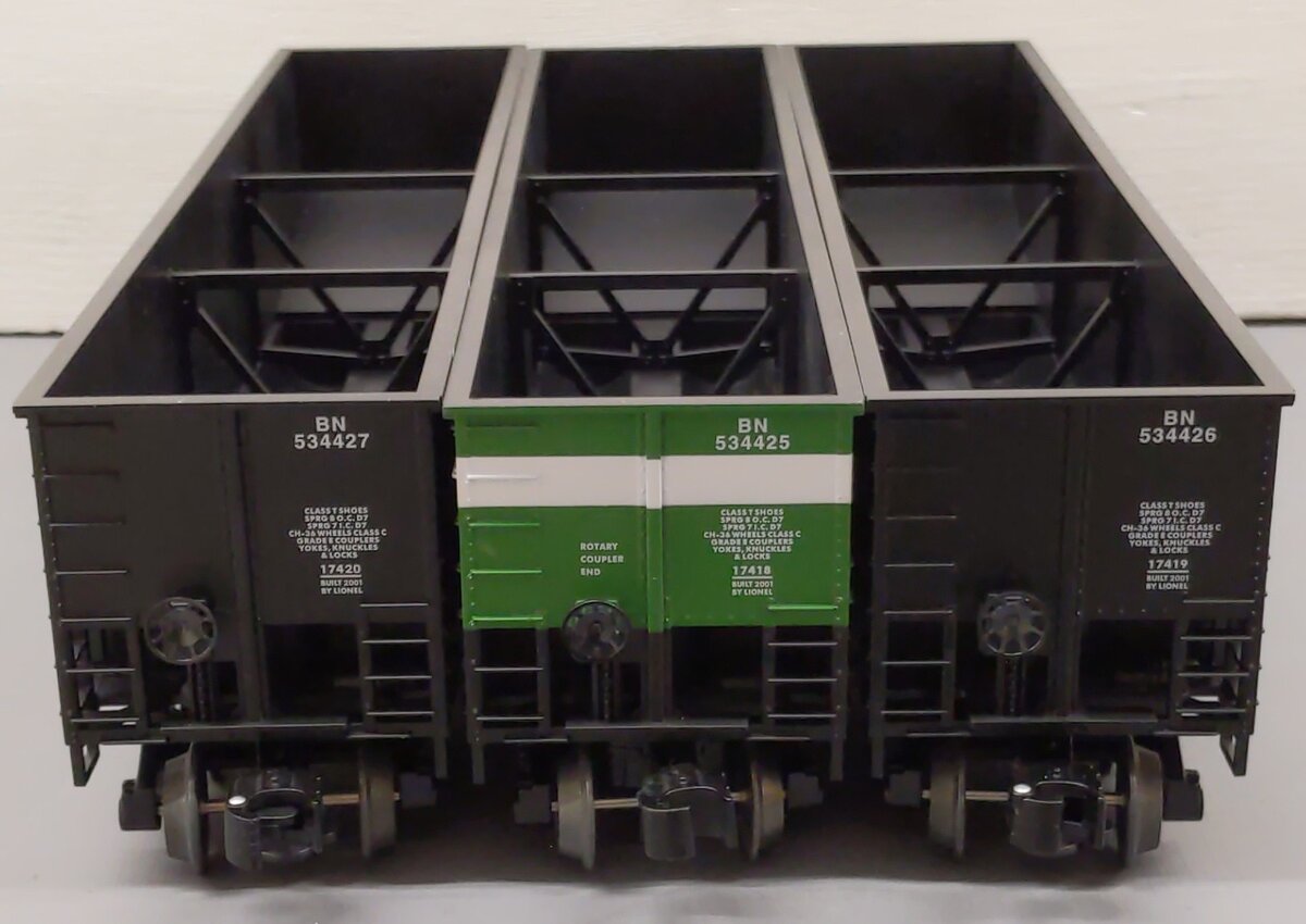 Lionel 6-17417 O Gauge Burlington Northern Rotary Bathtub Gondolas (Set of 3) LN/Box