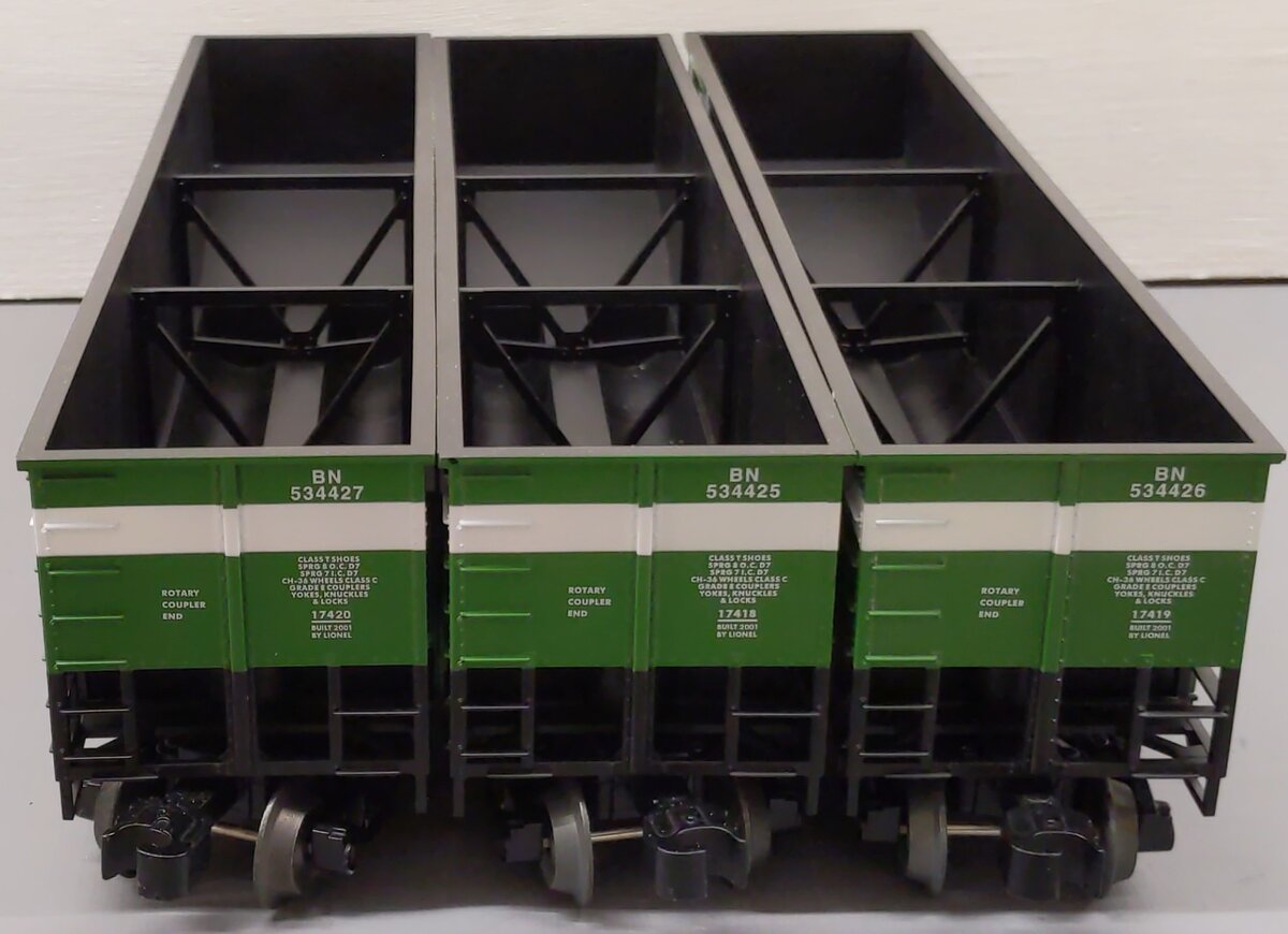 Lionel 6-17417 O Gauge Burlington Northern Rotary Bathtub Gondolas (Set of 3) LN/Box