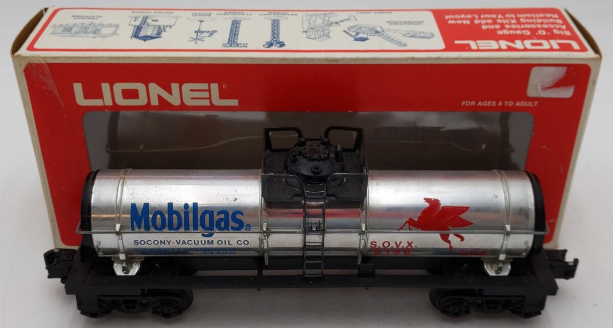 Lionel 6-9156 O Gauge Mobilgas Plated Single Dome Tank Car VG/Box
