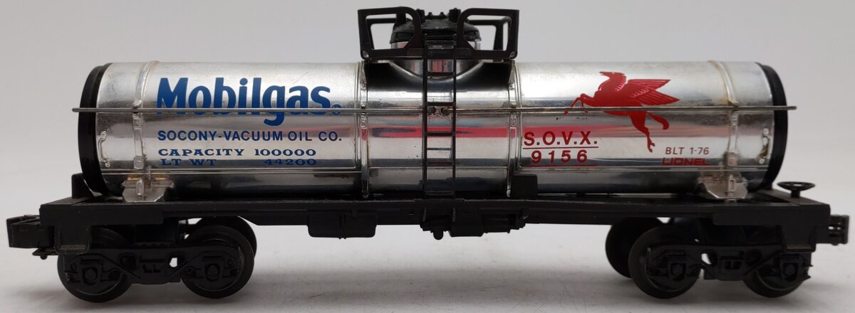 Lionel 6-9156 O Gauge Mobilgas Plated Single Dome Tank Car VG/Box