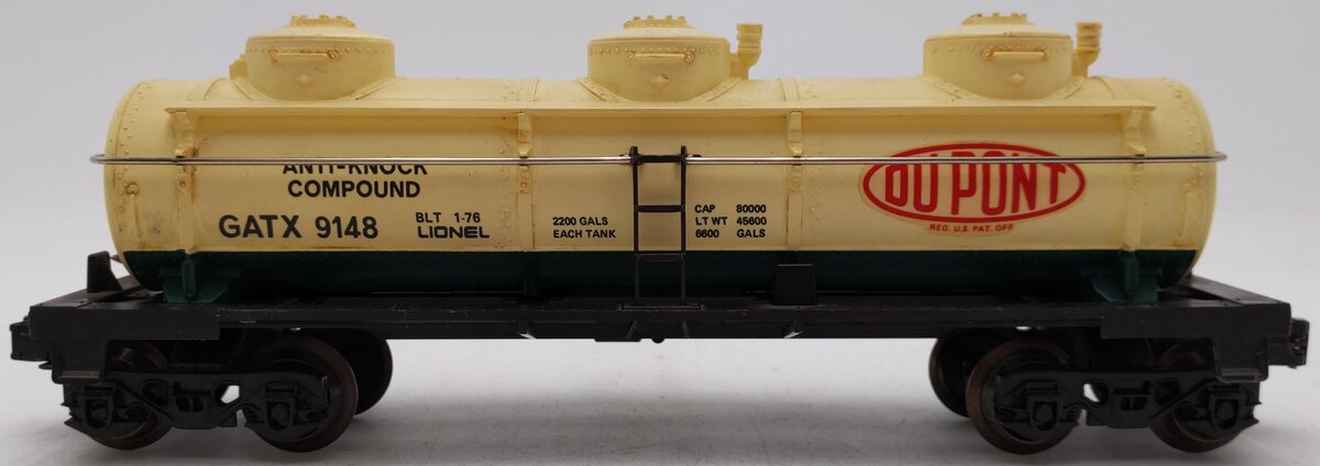 Lionel 6-9148 O Gauge DuPont Triple Dome Tank Car #9148 EX/Box