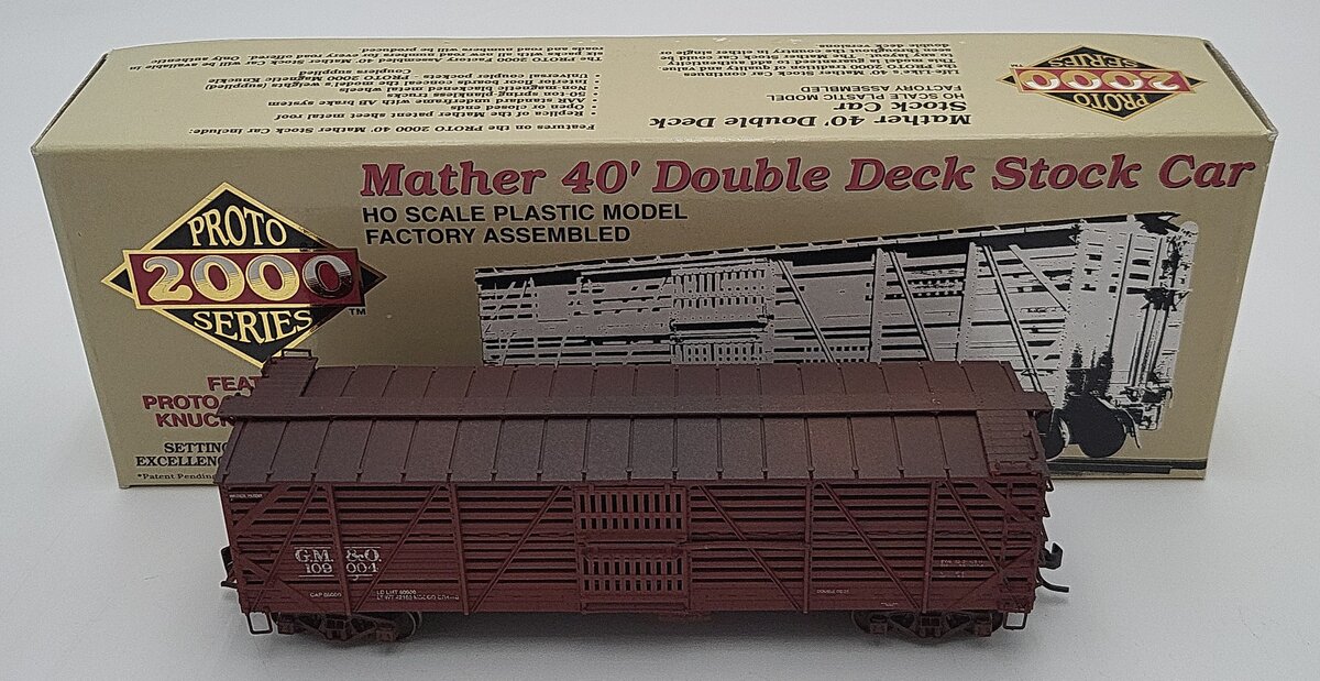 Proto 2000 109004 HO Scale GM&O Mather Double Deck Stock Car Custom Weathered EX/Box