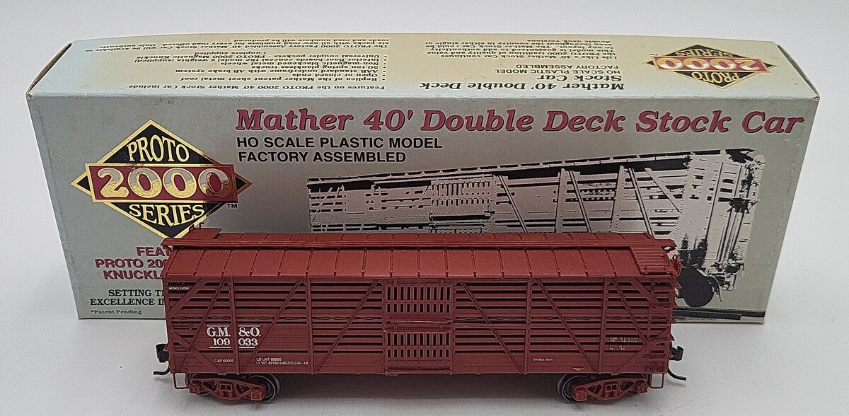 Proto 2000 109033 HO Scale GM&O Mather 40' Double Deck Stock Car LN/Box
