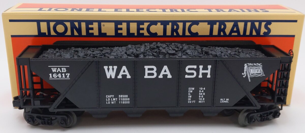 Lionel 6-16417 O Gauge Wabash 4-Bay Covered Hopper with Coal Load EX/Box
