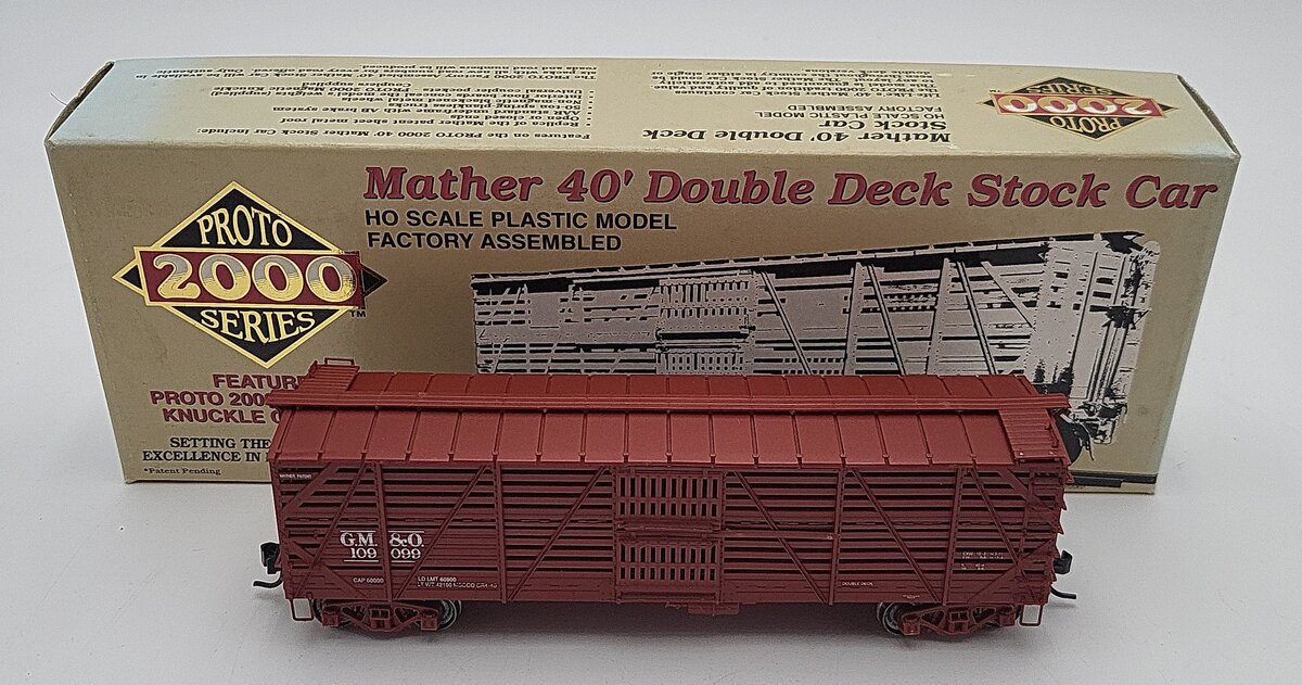 Proto 2000 109099 HO Scale GM&O Mather 40' Double Decker Stock Car EX/Box