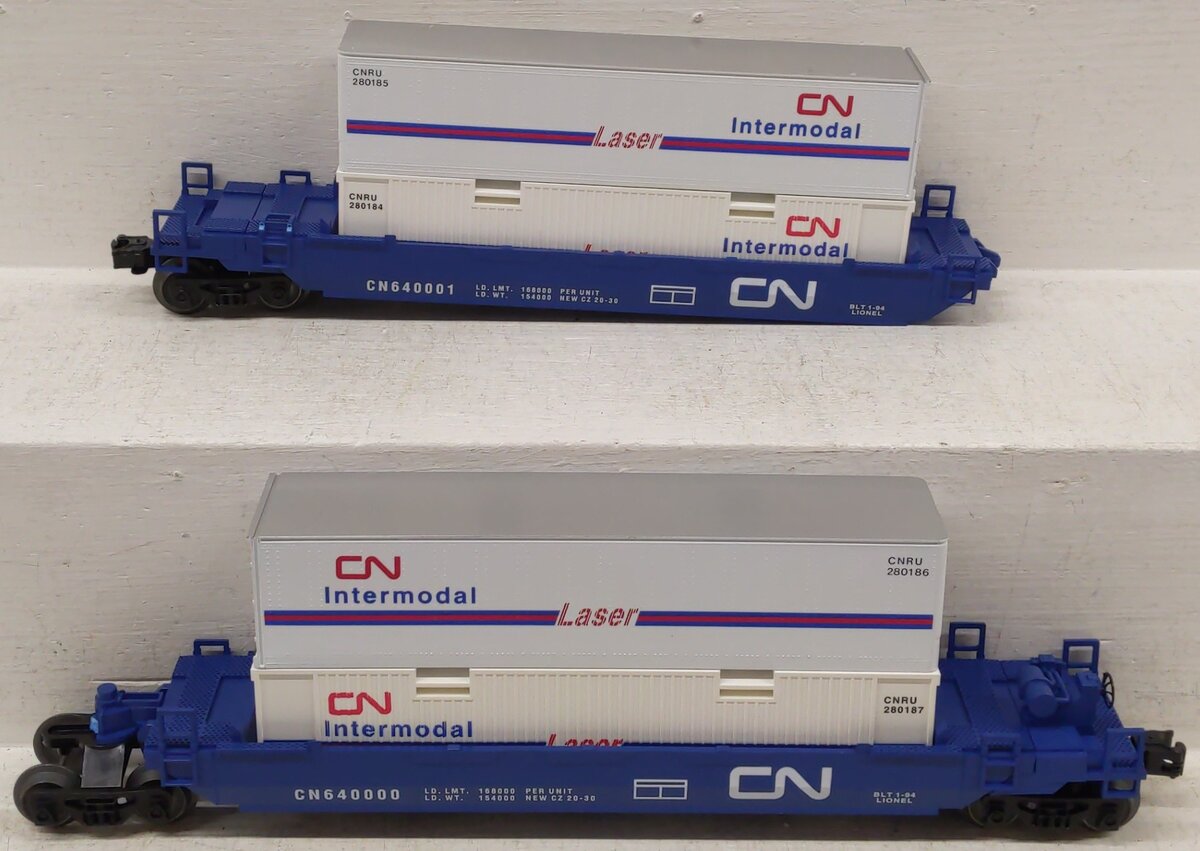 Lionel 6-16912 O Gauge Canadian National Maxi-Stack Intermodal Cars VG