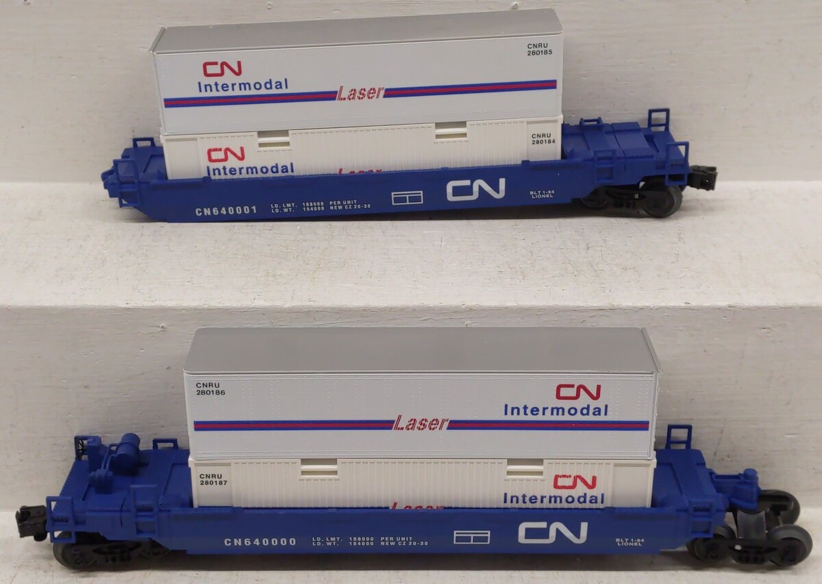 Lionel 6-16912 O Gauge Canadian National Maxi-Stack Intermodal Cars VG