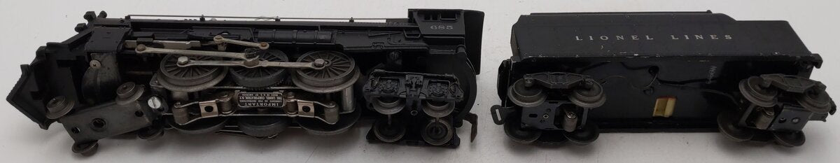 Lionel 685 Vintage O Lionel Lines 4-6-4 Die-Cast Steam Locomotive w/6466W Tender VG