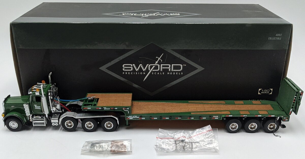 Sword Models SW2027-TES 1:50 Diecast Peterbilt  379 W/Nelson Ramp Trailer Tesar NIB