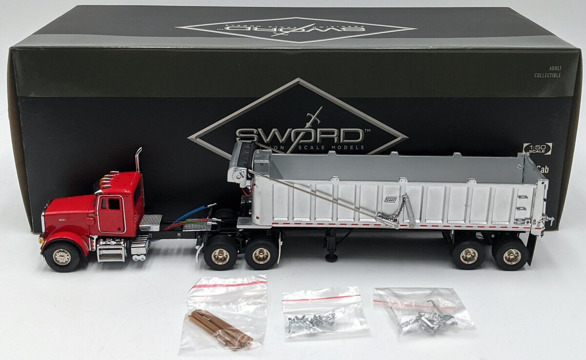 Sword Models SW2044-R 1:50 Diecast Red Peterbilt 357 W/2-Axle East Dump Trailer NIB