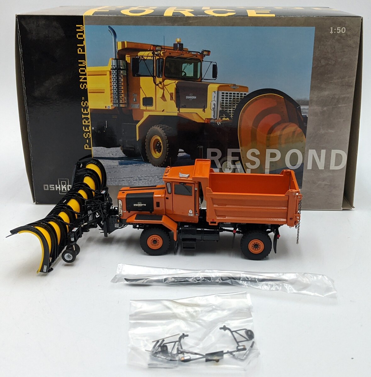 Sword Models SW3004-O 1:50 Scale Diecast Orange P-Series 2-Axle 4x4 Plow NIB