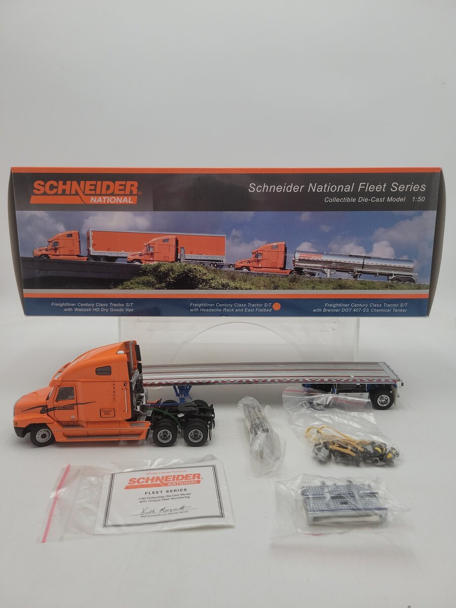 Sword Models SW3002-SCH 1:50 Scale Schneider Tractor w/East 48' Flat Bed Trailer LN/Box