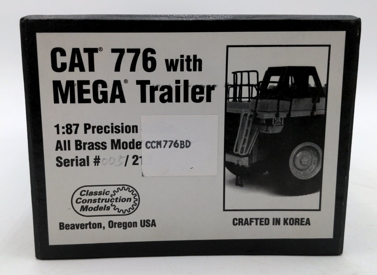 CCM 776 1:87 Scale Diecast Brass CAT 776 W/ MEGA Trailer VG/Box
