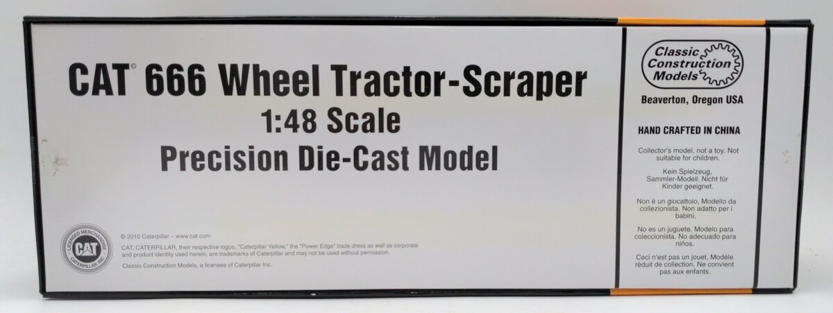 CCM 666 1:48 Scale Diecast Caterpillar Cat Wheel Tractor Scraper NIB
