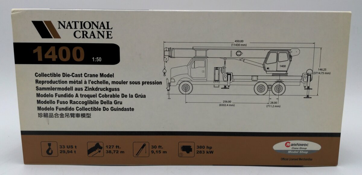 TWH Collectibles 1400 1:50 Diecast National Boom Truck Sterling Gold Edition EX/Box
