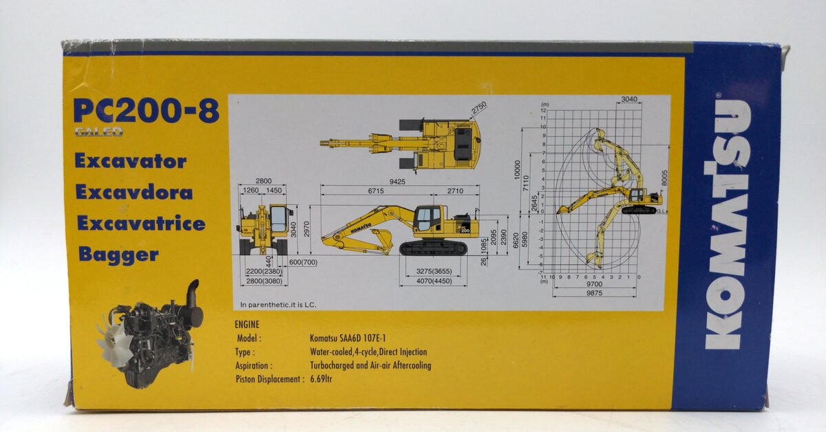 NZG 632 1:50 Scale PC200-8 Komat'su Excavator NIB
