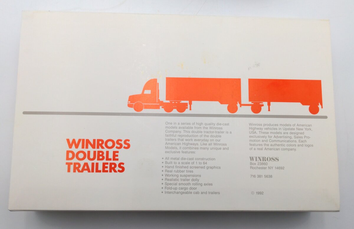 Winross 1992 1:64 Scale Diecast Tractor w/ Two Trailers NIB