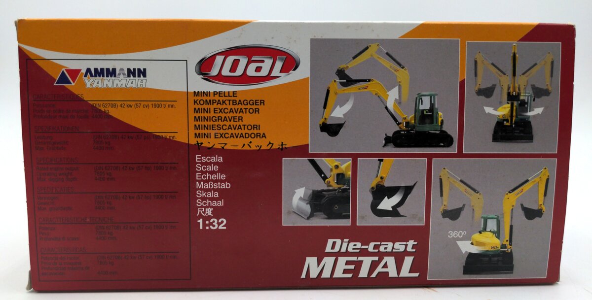 Joal 286 1:32 Scale Diecast Ammann Yanmar VI070 Mini Excavator NIB