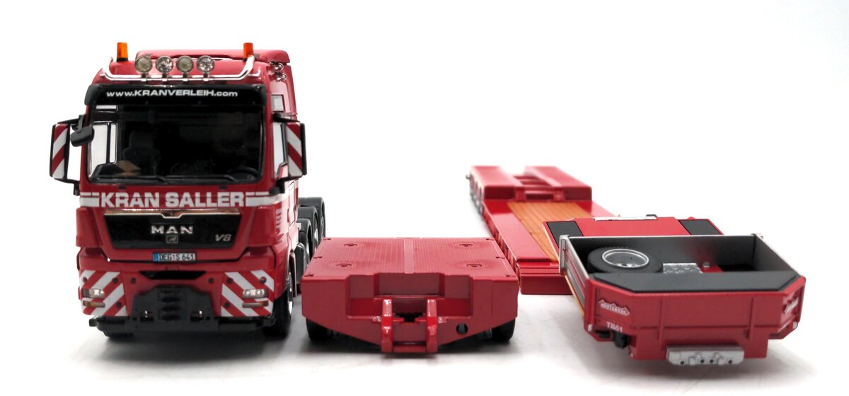 WSI 9959 1:50 Kran Sallinger Man TGX XXL 8x4 Euro Low-Loader & Interdolly NIB