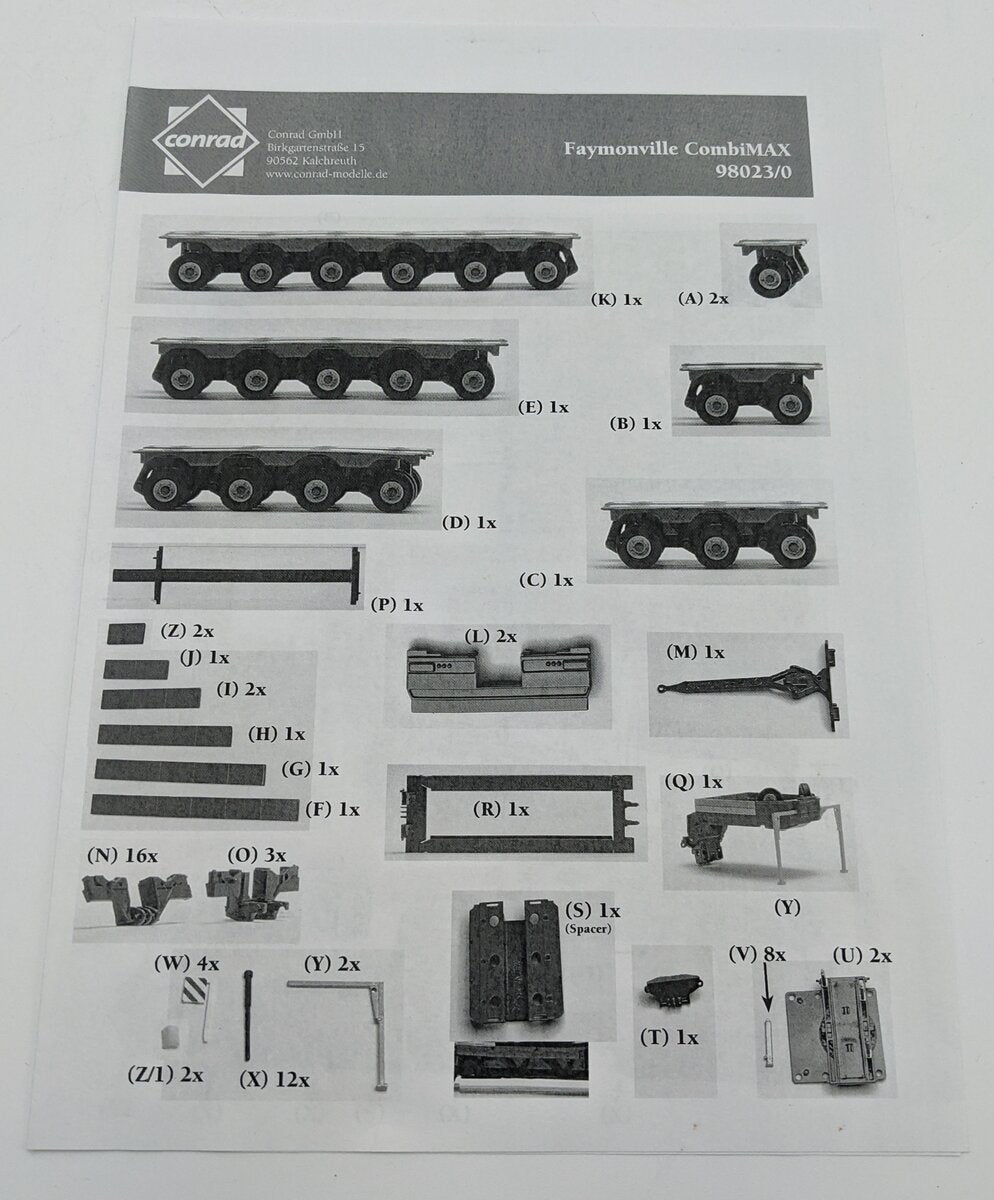 Conrad 98023/0 1:50 Faymonville Combimax Low Loader System W/Drawbar NIB